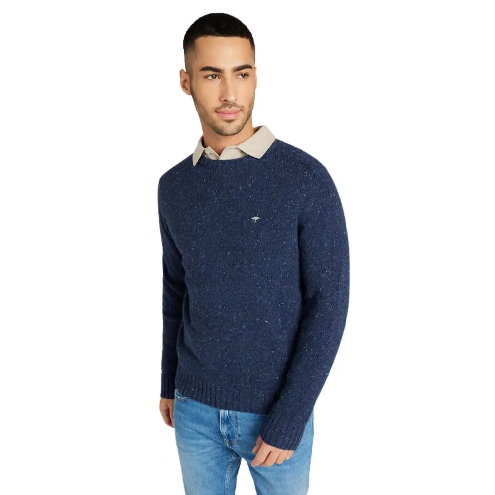 Fynch-Hatton Navy Wool Jumper | Menswear Online