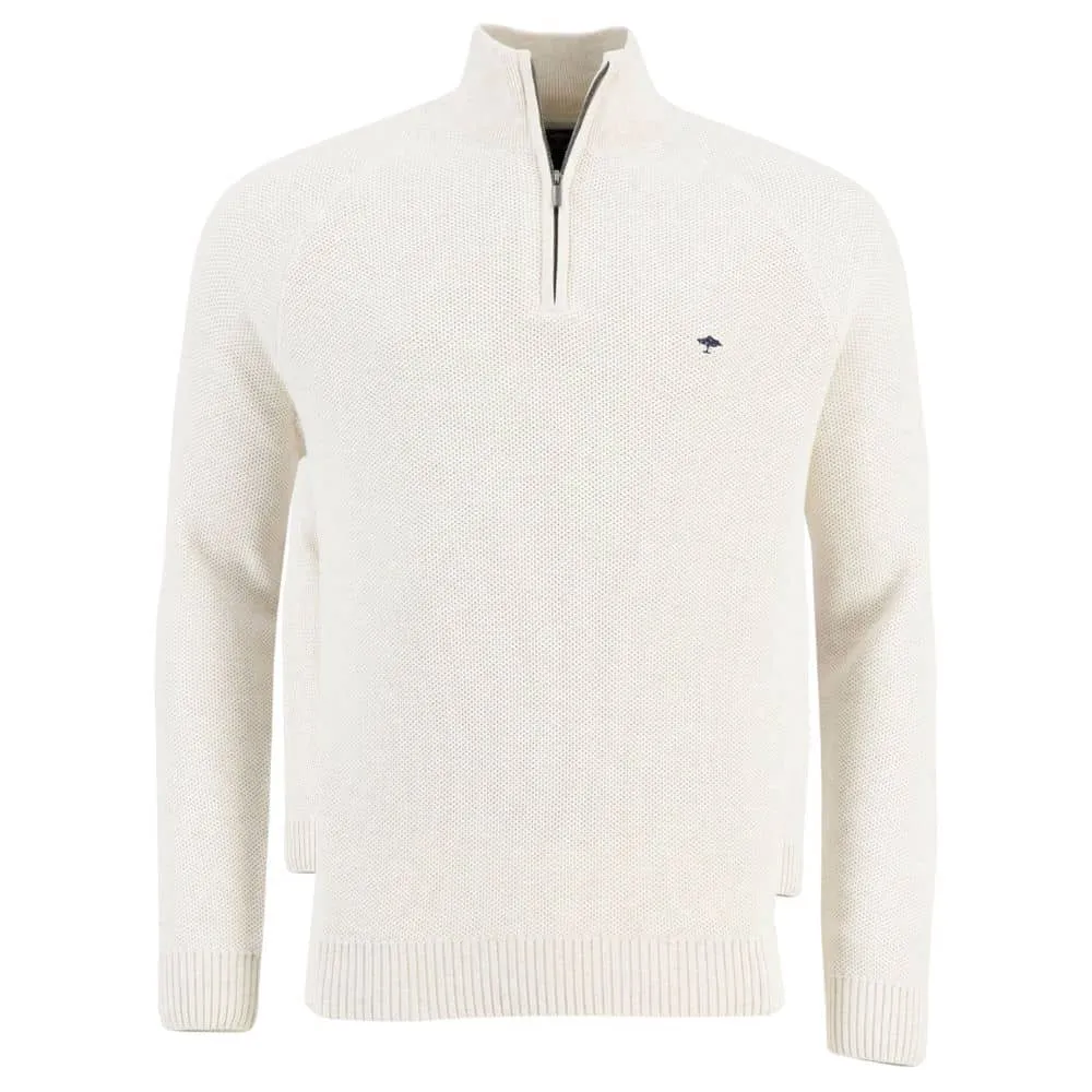 FYNCH-HATTON Off White Half Zip | Menswear Online