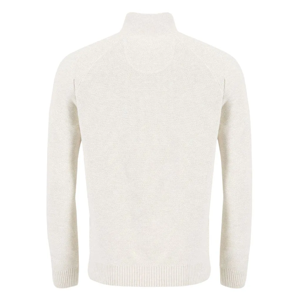 FYNCH-HATTON Off White Half Zip | Menswear Online