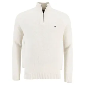 FYNCH-HATTON Off White Half Zip | Menswear Online