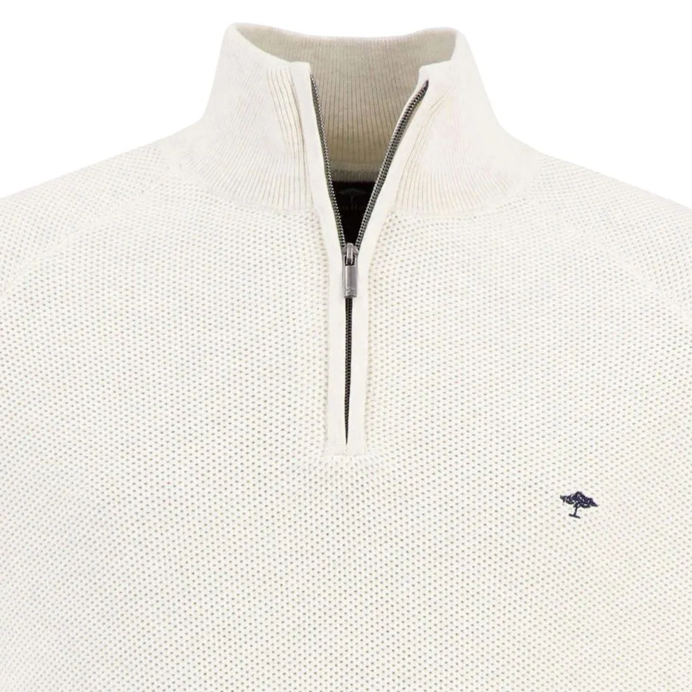 FYNCH-HATTON Off White Half Zip | Menswear Online