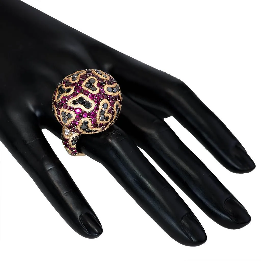 Gold Fine Lace Ring with Ruby And Diamonds