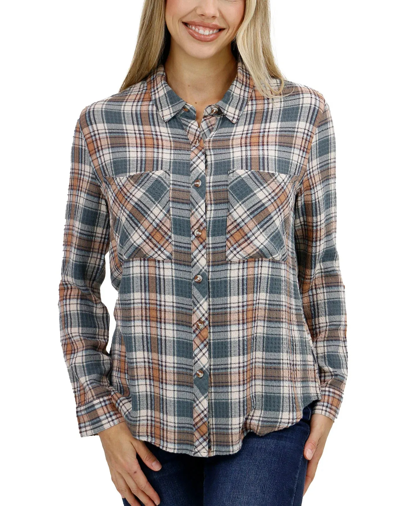 Grace and Lace Favourite Button Up Plaid - Copper Sage