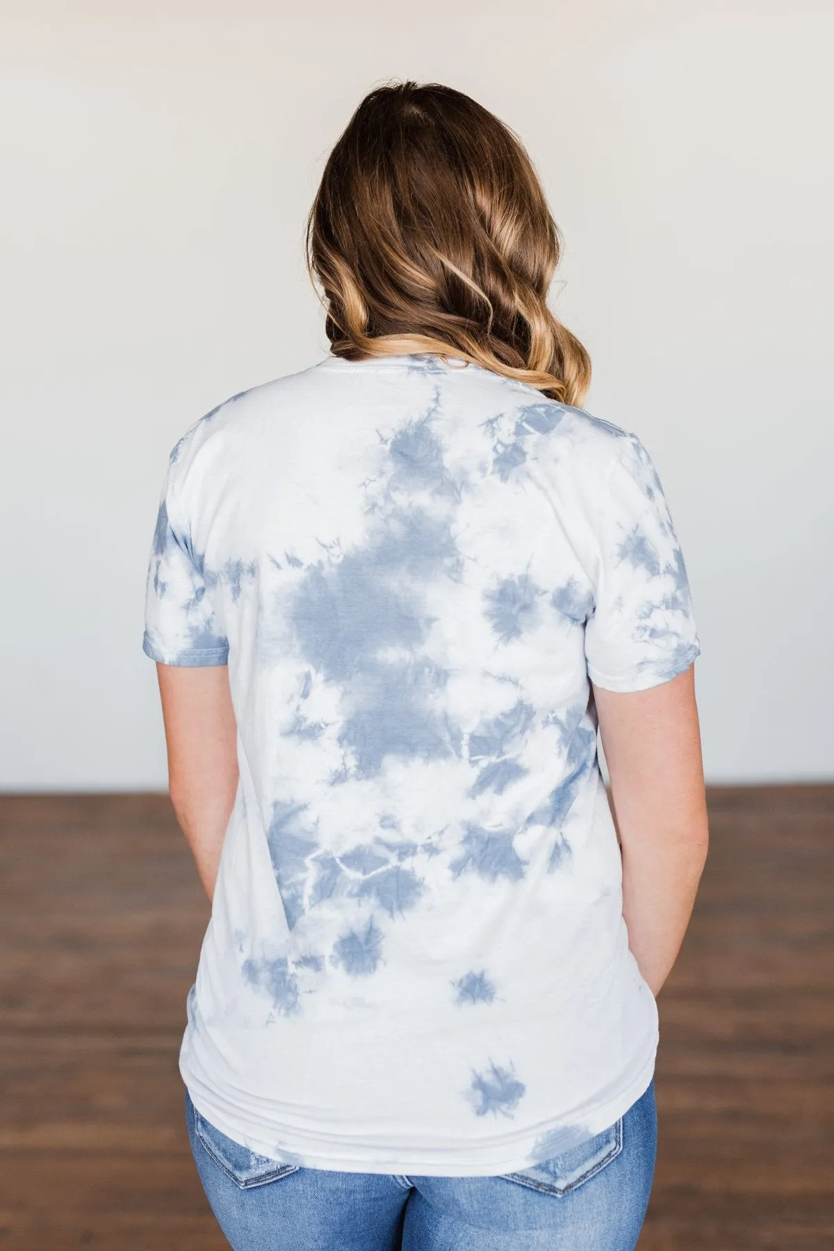 Happy Camper Tie Dye Graphic Tee- Navy & Ivory