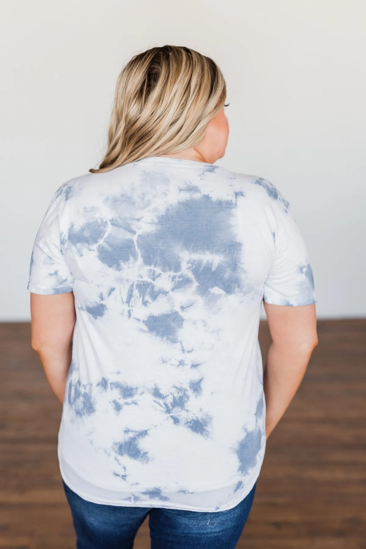 Happy Camper Tie Dye Graphic Tee- Navy & Ivory