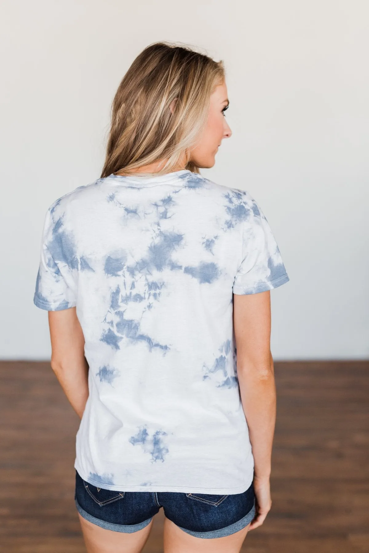 Happy Camper Tie Dye Graphic Tee- Navy & Ivory