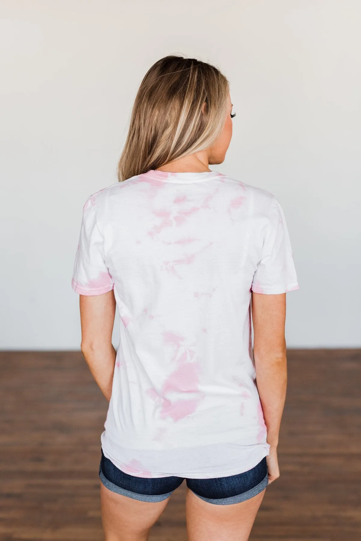 Happy Camper Tie Dye Graphic Tee- Pink & Ivory