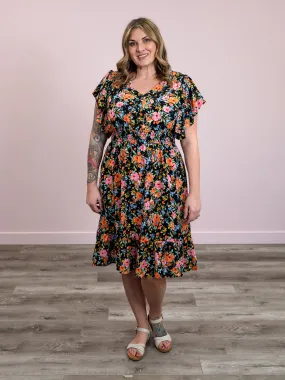 Harriett Floral Fit & Flare Dress | Black