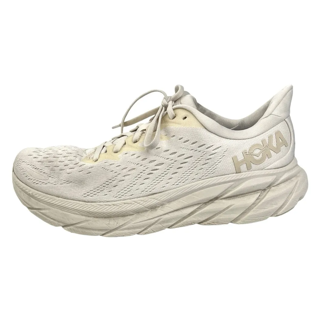 Hoka One One Clifton 8 Women's White Lace Up Trainers Running Sneakers Shoes 10B