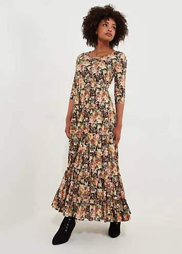 Joe Browns Muted Floral Relaxed Fit Crinkle Maxi Dress | Grattan