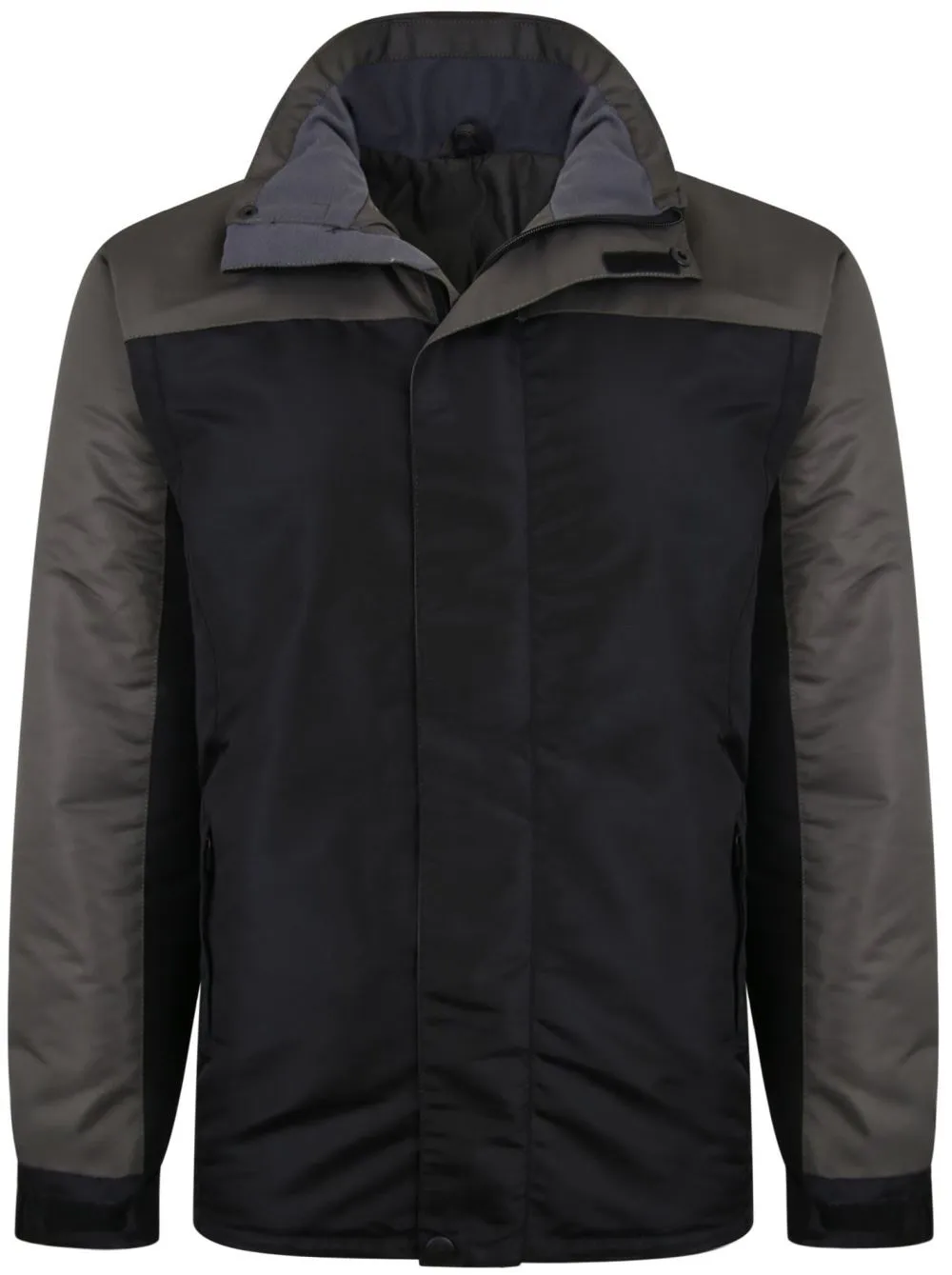 Kam Contrast Panel Padded Waterproof Jacket - Black