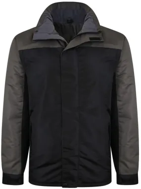 Kam Contrast Panel Padded Waterproof Jacket - Black