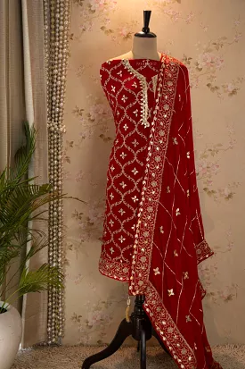 Karvachauth special Red Sawar Suit Material for Women -RIMPY001SS