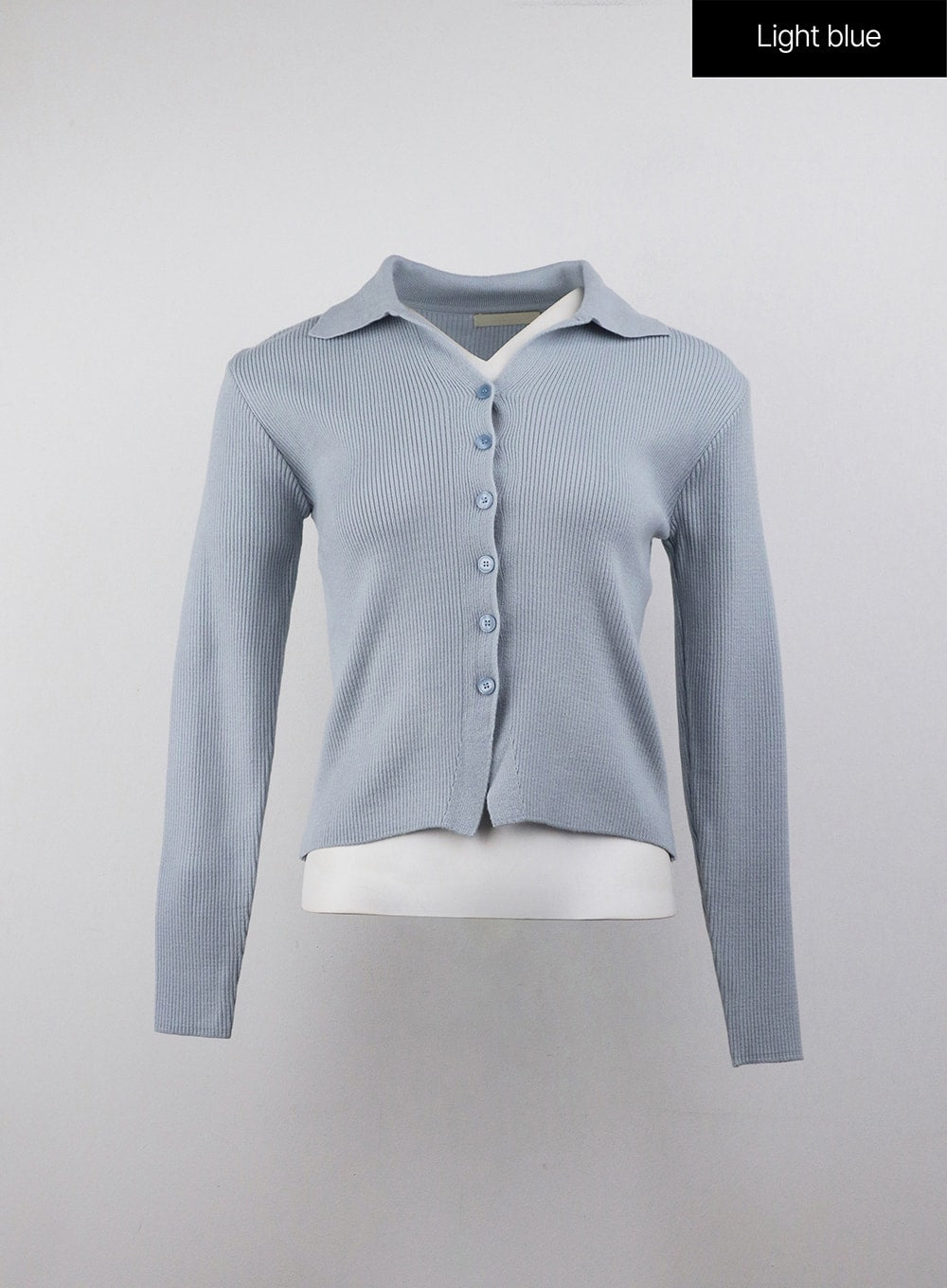 Knit Collar Solid Button Cardigan OJ415