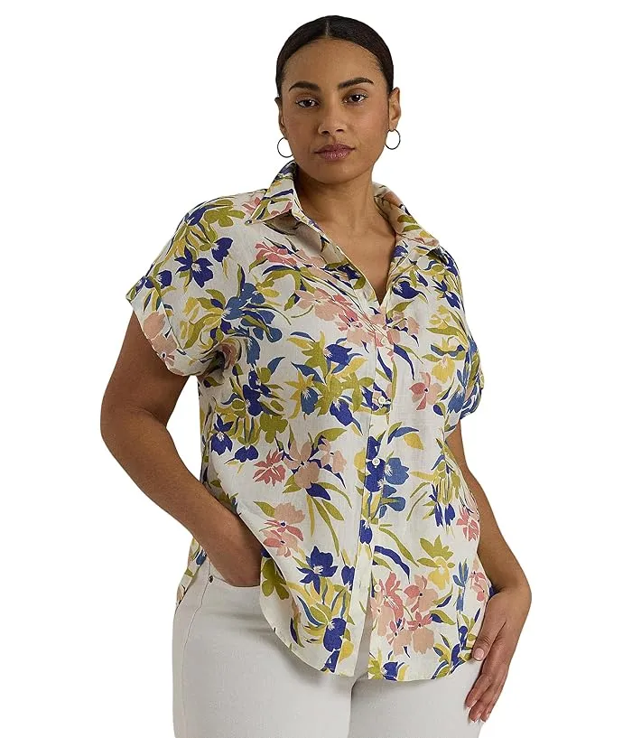 LAUREN Ralph Lauren Plus-Size Relaxed Fit Floral Short-Sleeve Shirt