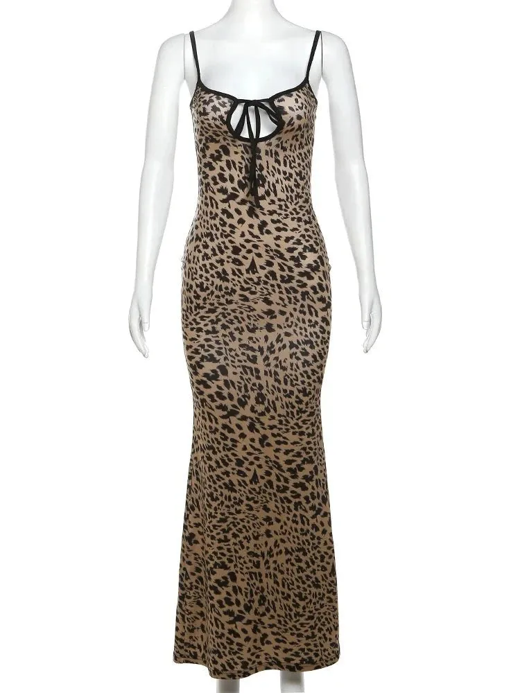 Leopard Tie Front Maxi