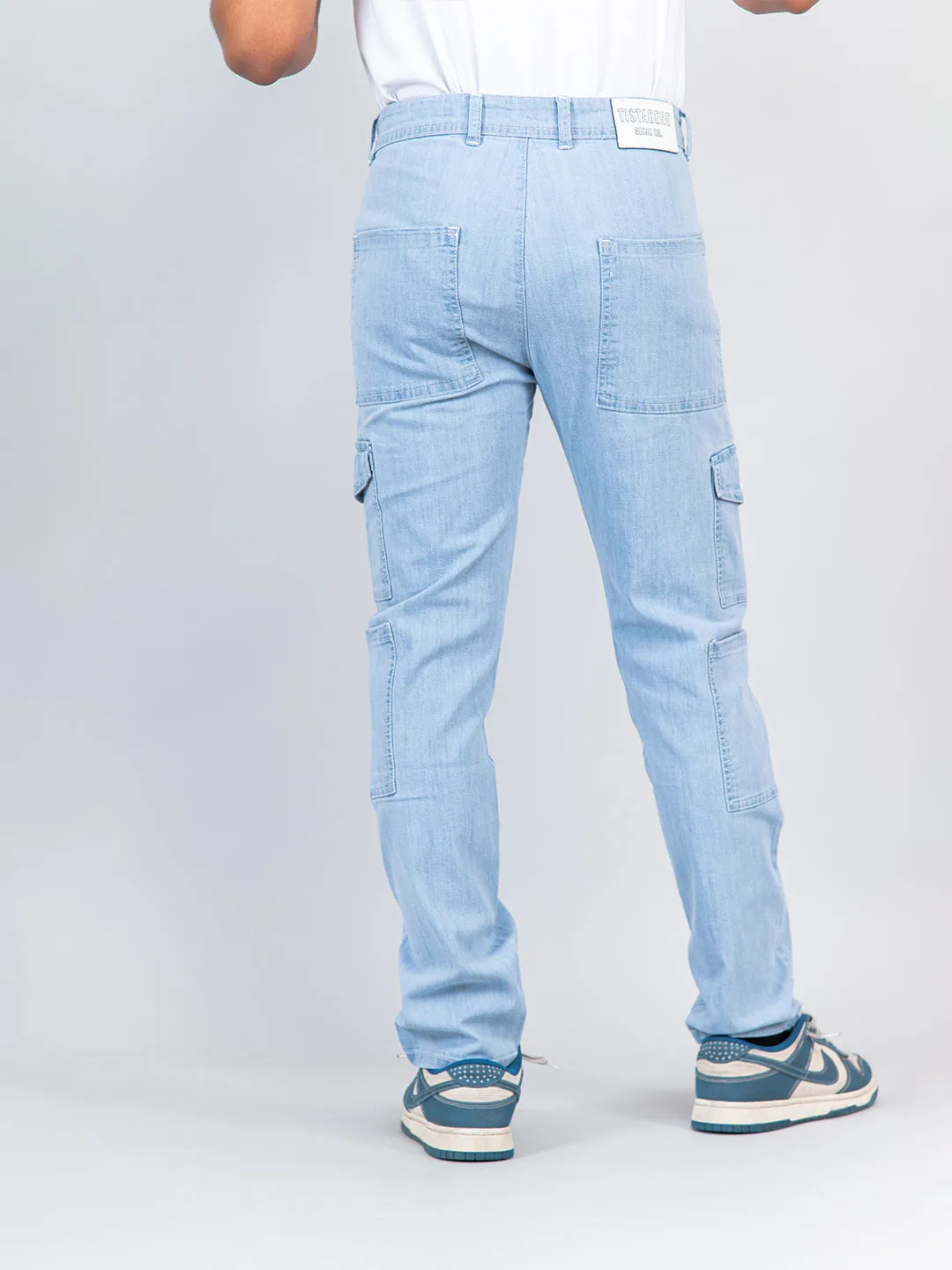 Light Blue Baggy-Fit Cargo Denim Jeans