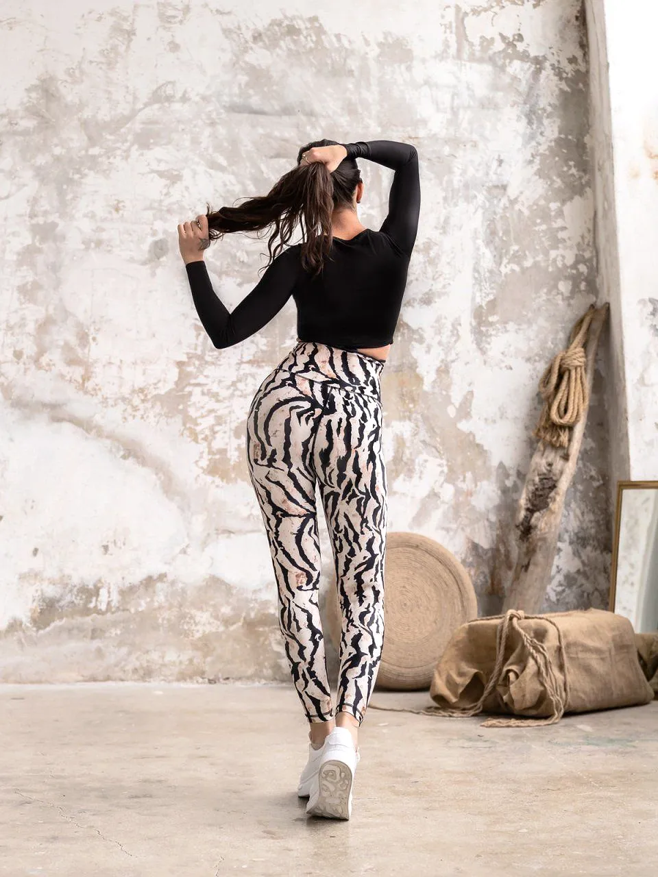 Lismina Extra High Waist Leggings White Zebra