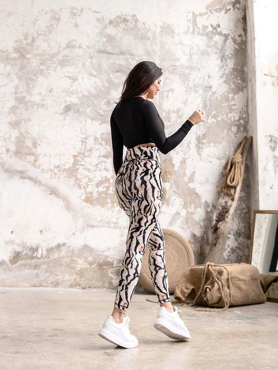 Lismina Extra High Waist Leggings White Zebra