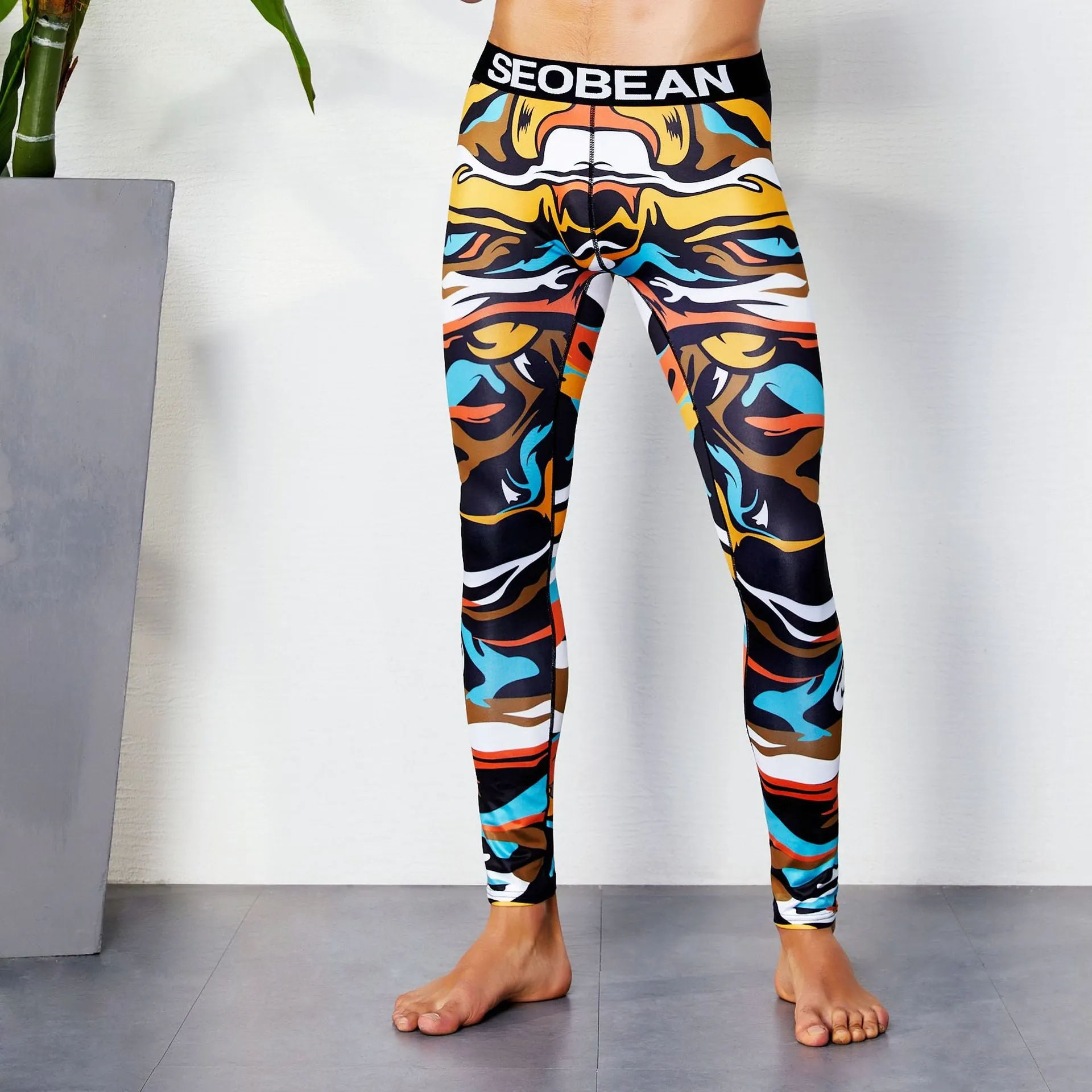 Men's Cartoon Pattern Full-Length Sports Running Tight Fitness Pants