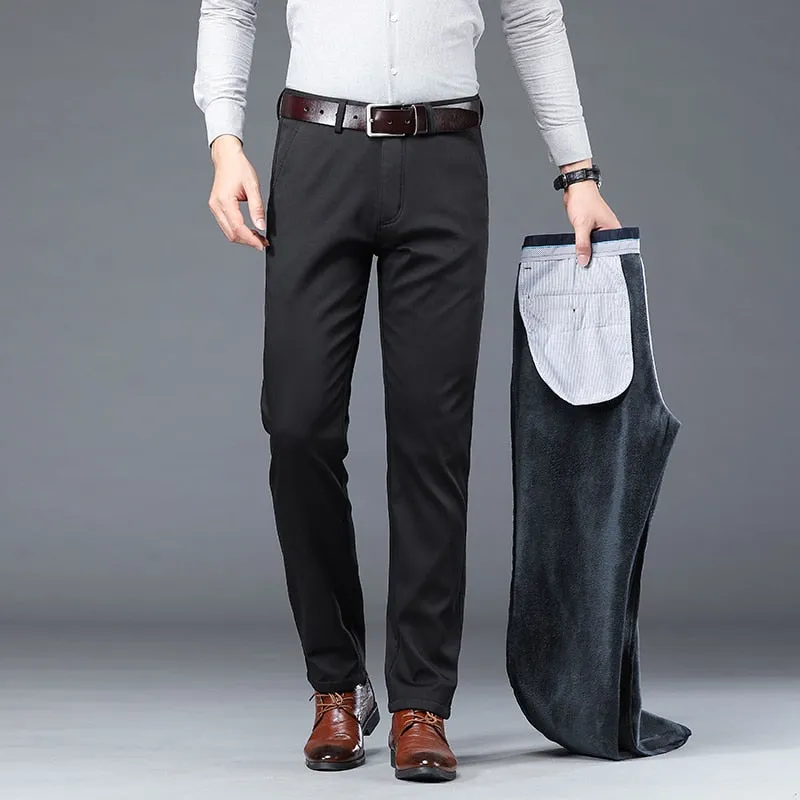 Men's Mid-Waist Full-Length Straight Regular Fit Business Casual Pants