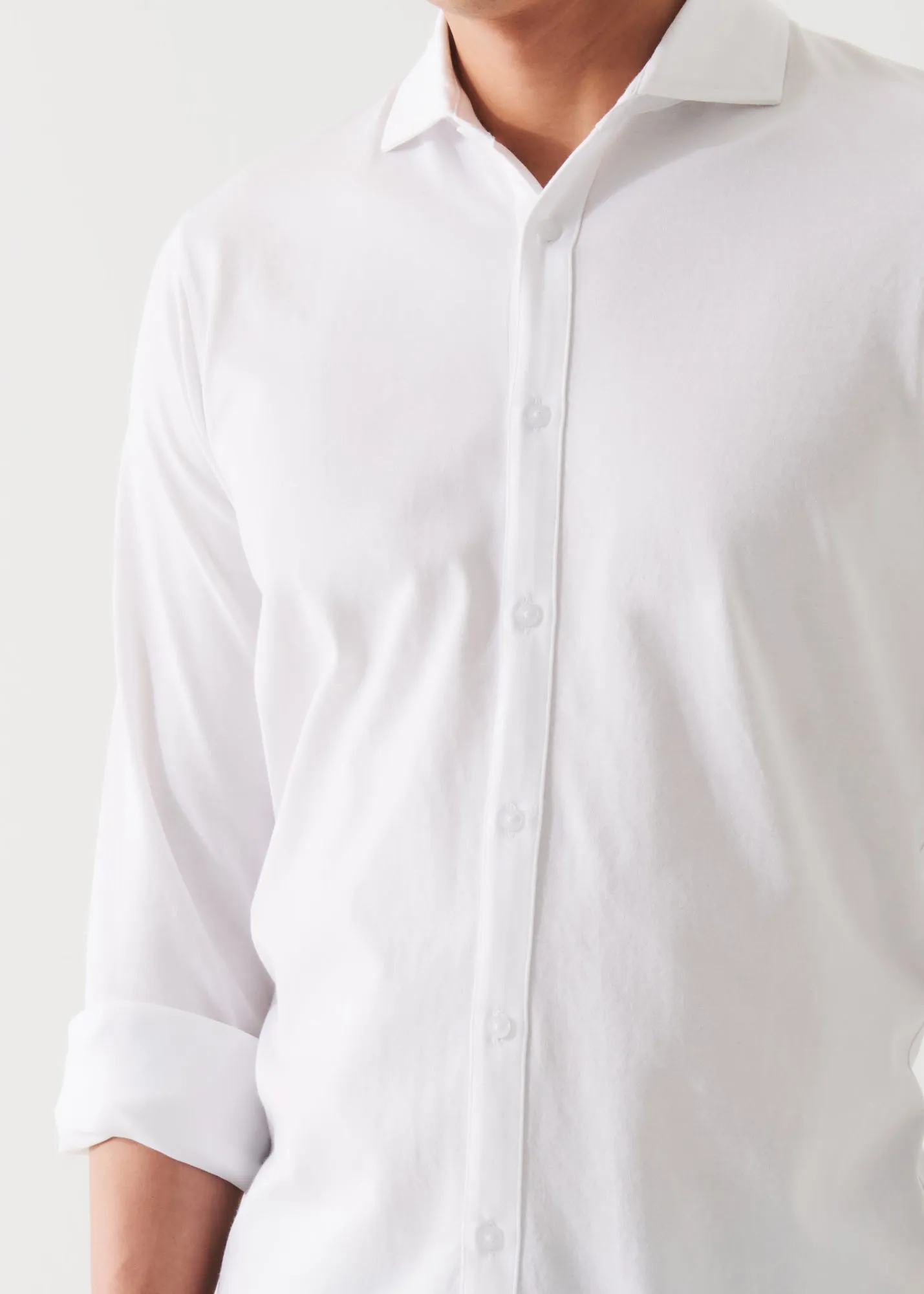 MERCERIZED PIMA COTTON LONG SLEEVE BUTTON FRONT SHIRT