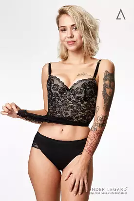 MILA Lace and Satin briefs (Black)