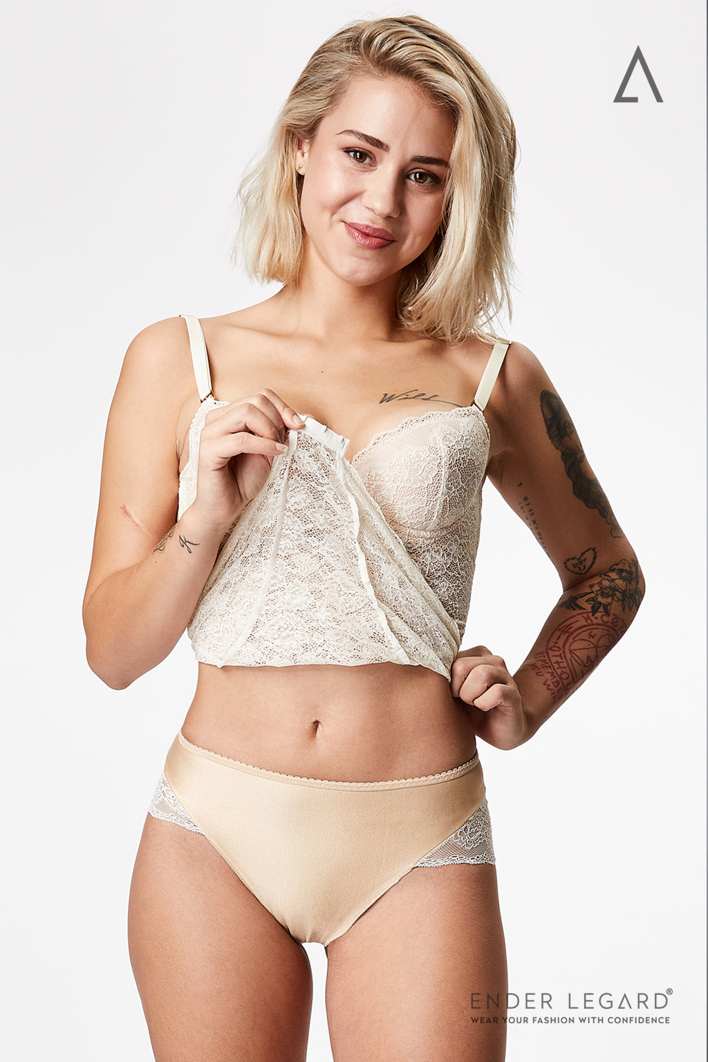 MILA Lace and Satin briefs (Ivory)