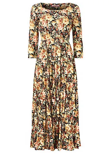 Muted Floral Relaxed Fit Crinkle Maxi Dress by Joe Browns | Look Again