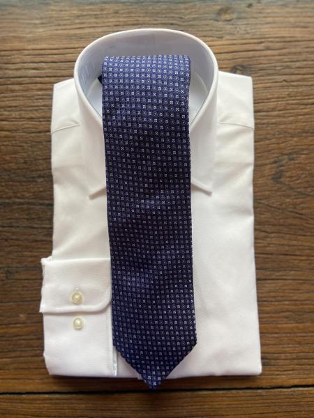 NAVY AND CHARCOAL TINY MEDALLION TIE, DAVID DONAHUE