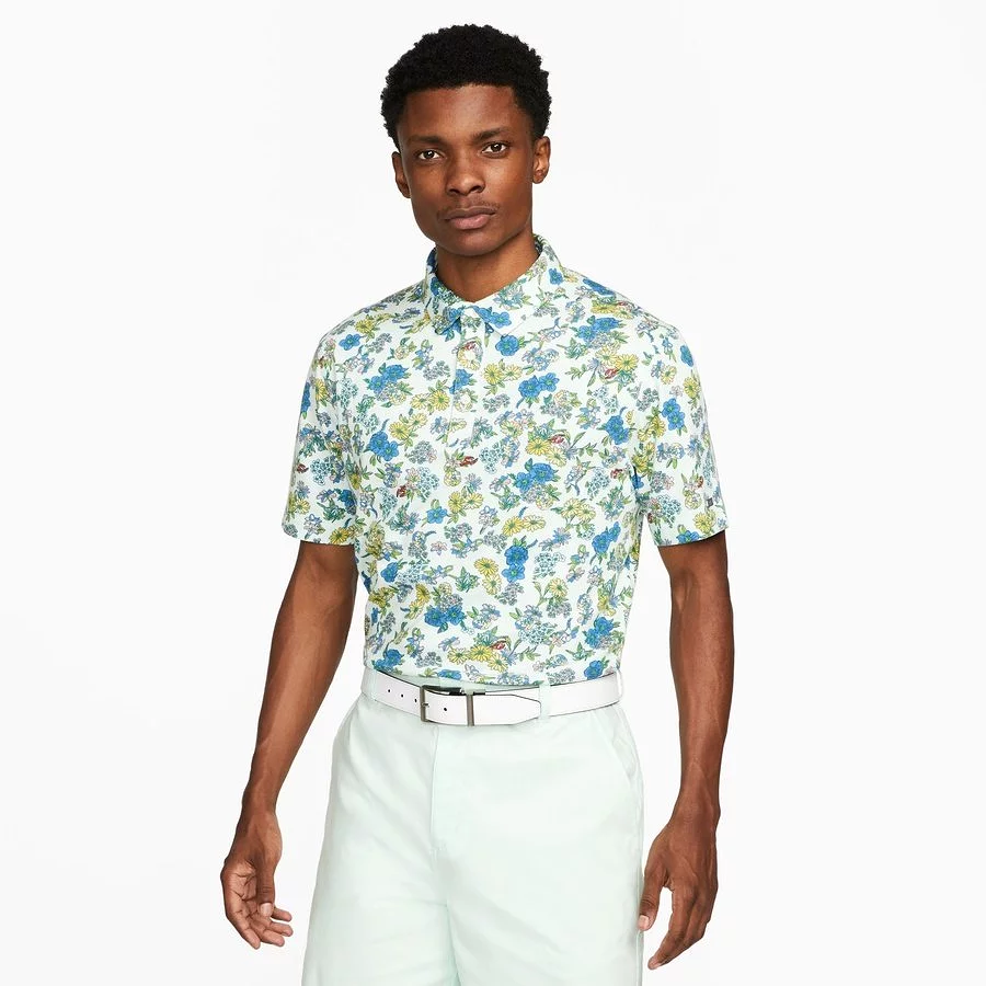 Nike Dri-Fit Player Floral Print Polo - Green/Silver