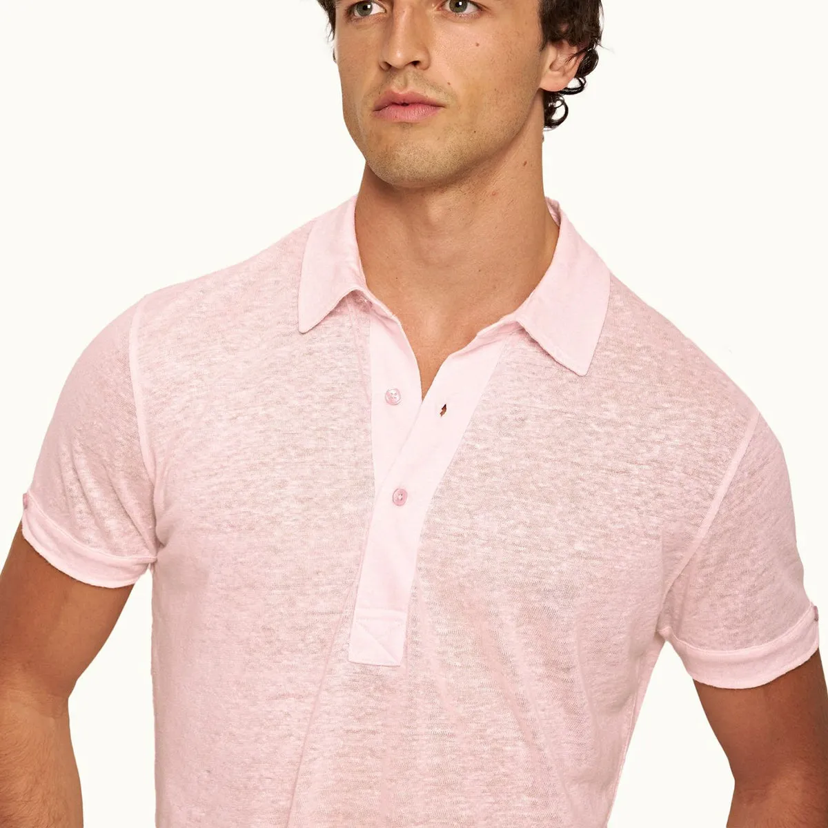 Orlebar Brown - Sebastian Linen Polo in Rose