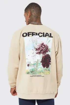 Oversized Fit Floral Back Print Sweatshirt | boohooMAN UK