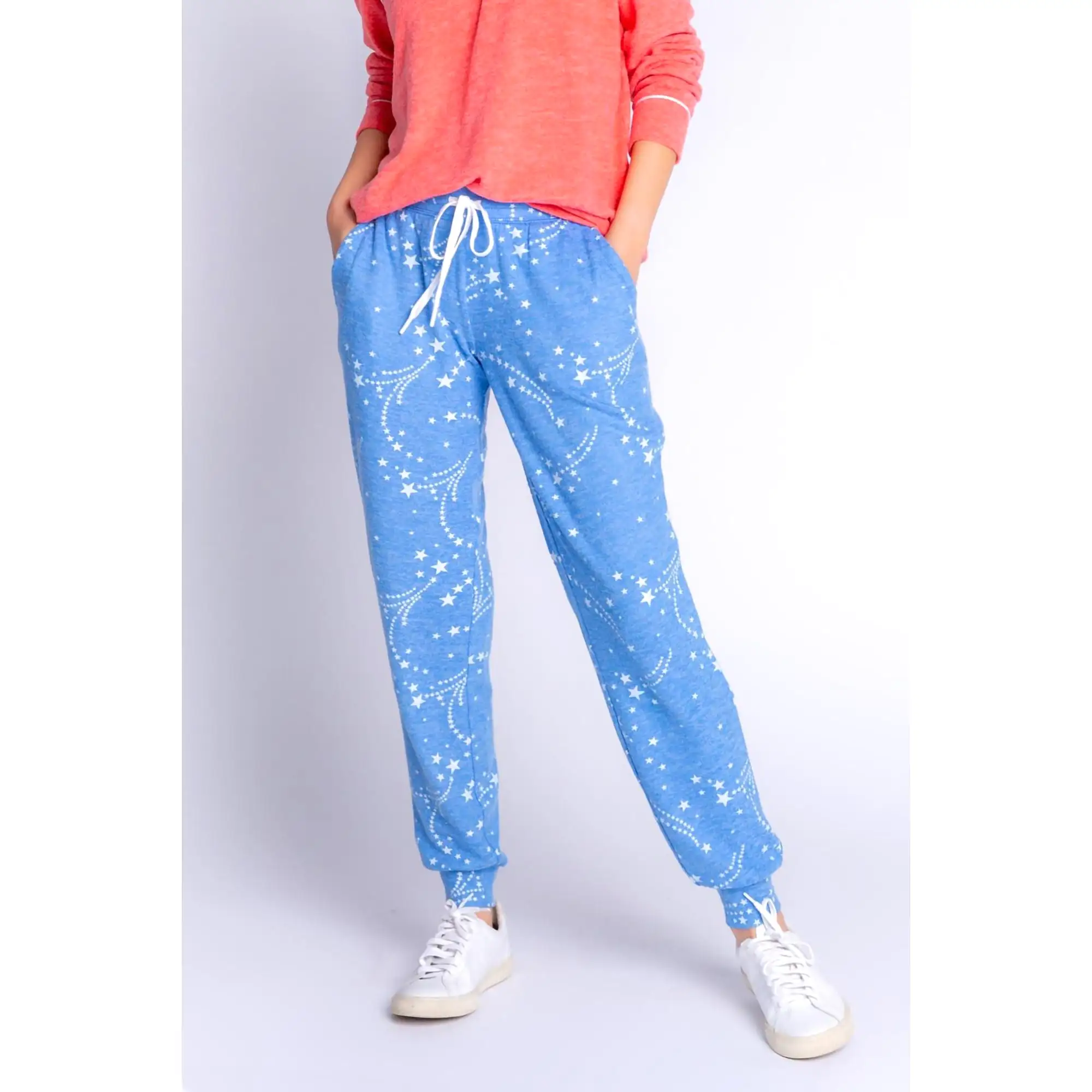 PJ Salvage Women's Athletic Club Stars Banded Pants - BRIGHT BLUE