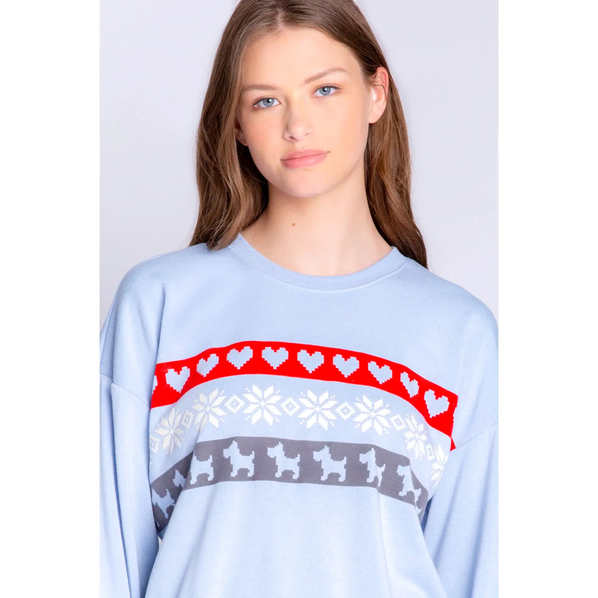 PJ Salvage Women's Starry Sky Fairisle Top - ICE BLUE