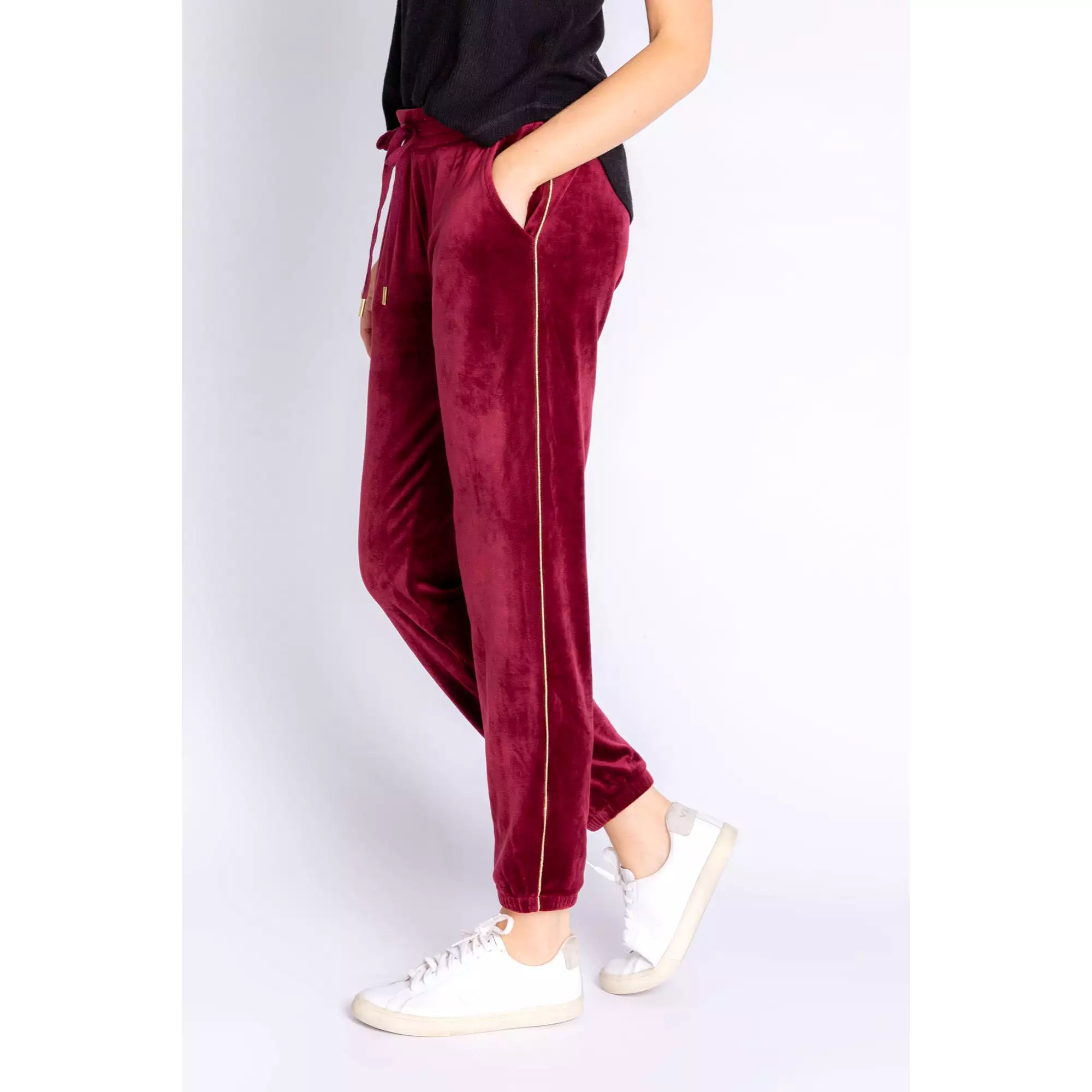 PJ Salvage Women's Velour Vanity Lightning Bolt Pants- PORT