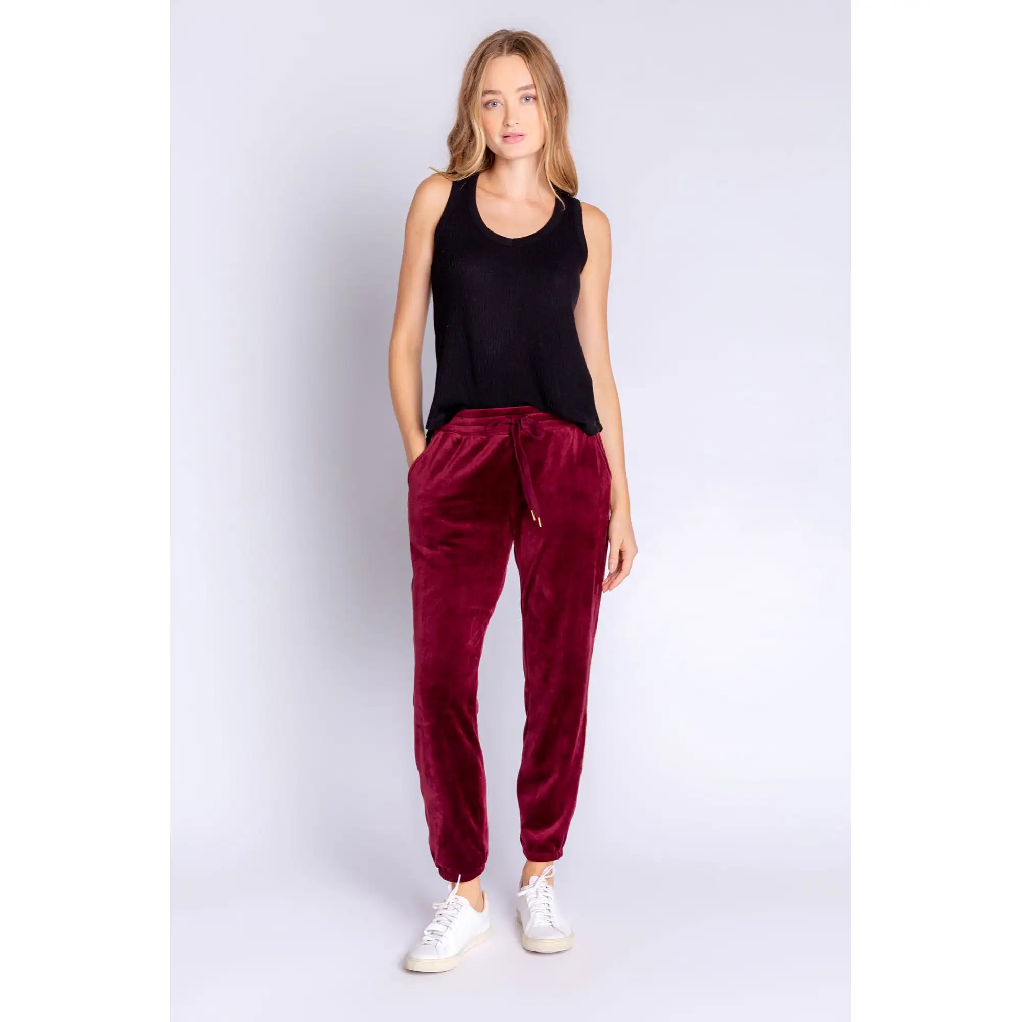 PJ Salvage Women's Velour Vanity Lightning Bolt Pants- PORT