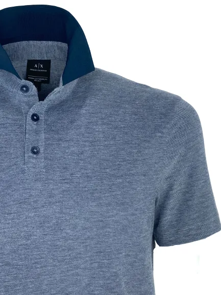 POLO UOMO GRIGIO SCURO CON COLLETTO BLU