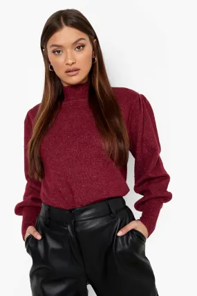 Puff Sleeve High Neck Sweater