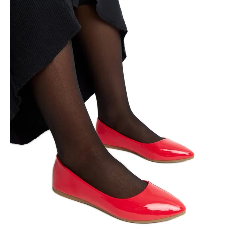 Red patent ballet flats by Brankica