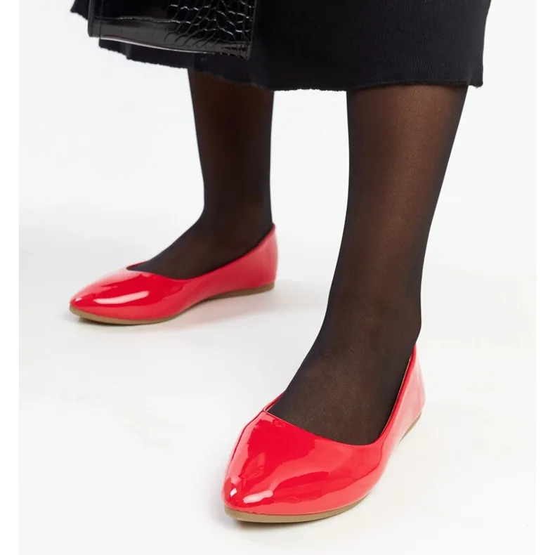 Red patent ballet flats by Brankica