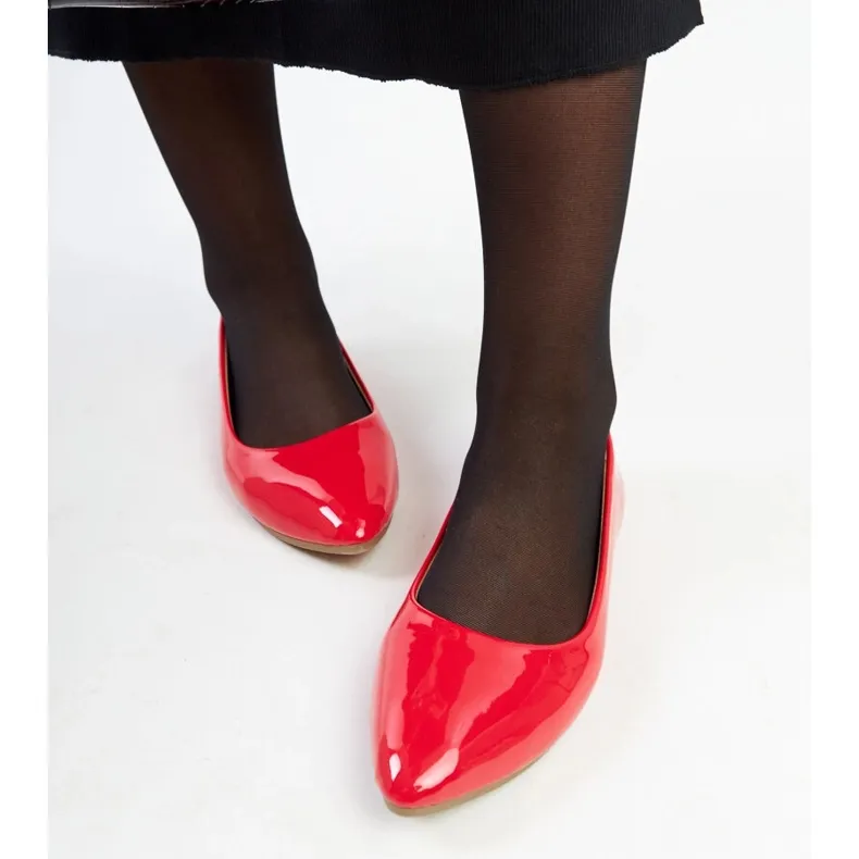 Red patent ballet flats by Brankica