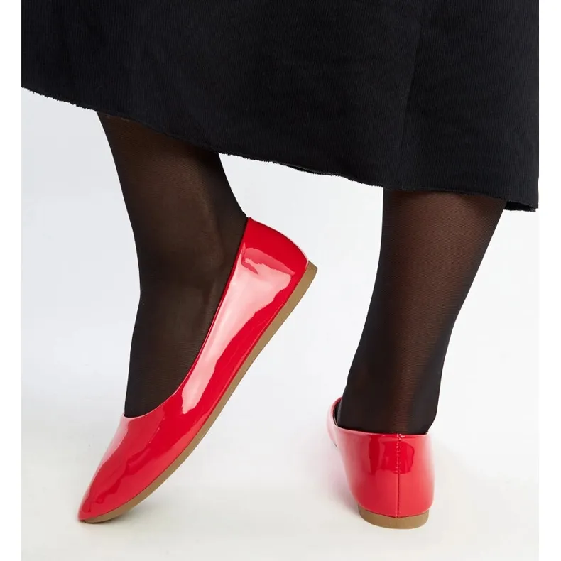 Red patent ballet flats by Brankica