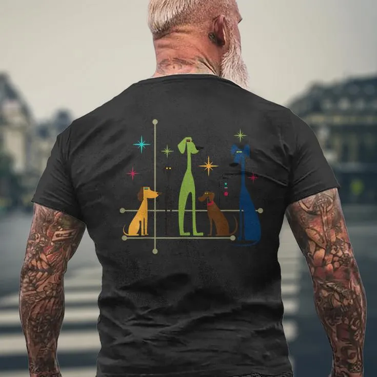 Retro Mid-Century Modern Dogs 50S 60S Style Men's T-shirt Back Print