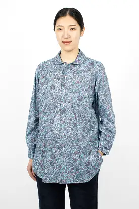 Rounded Collar Shirt Light Blue/Floral