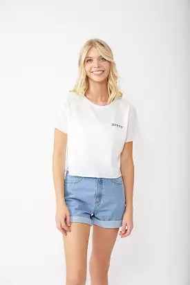 Rusty USA Flower Odyssey Crop Tee OFF WHITE