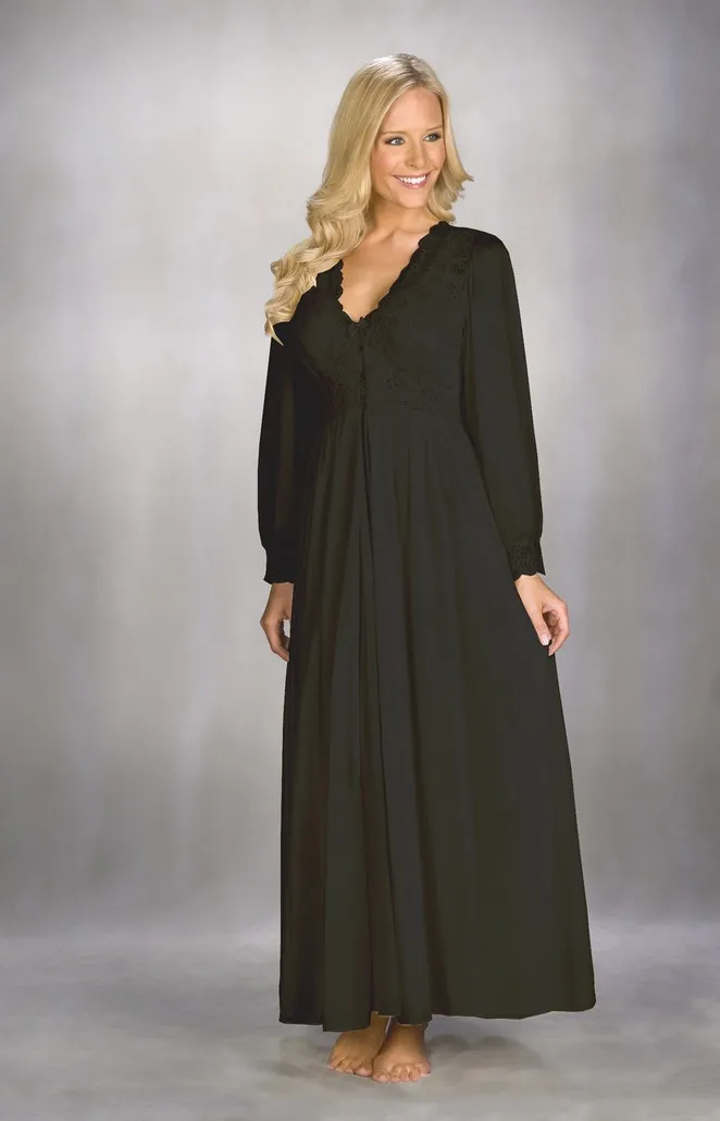 Set Long black nightie and lace negligee Silhouette