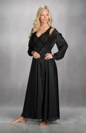 Set Long black nightie and lace negligee Silhouette