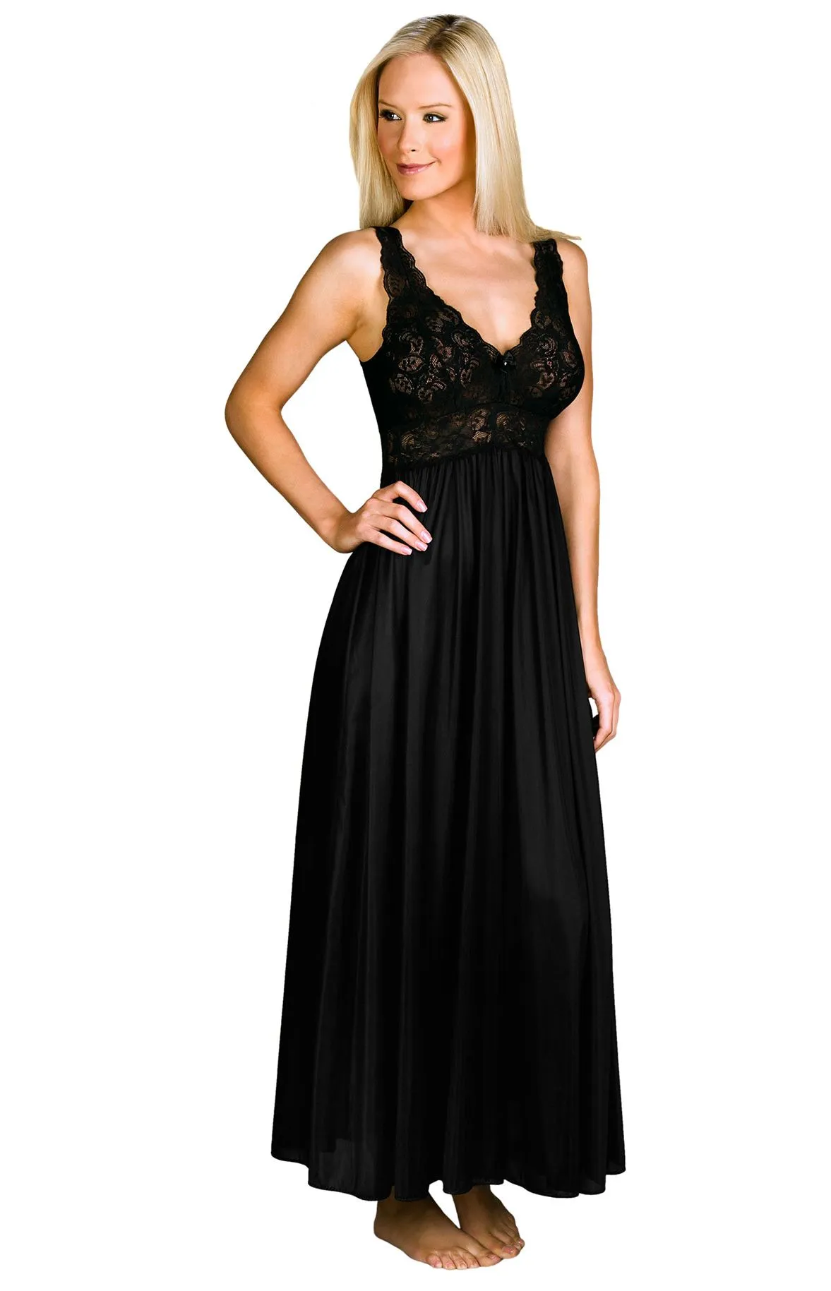 Set Long black nightie and lace negligee Silhouette