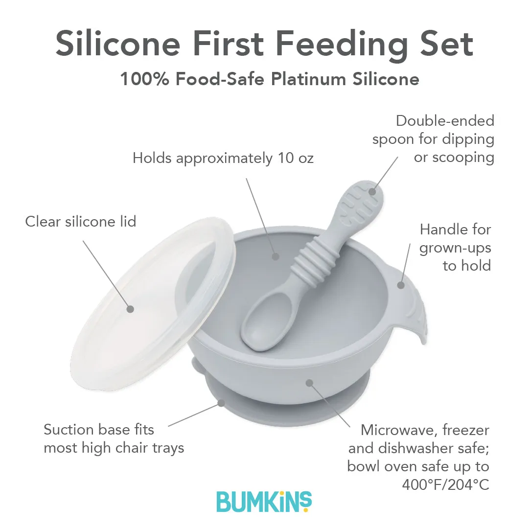 Silicone First Feeding Set: Gray